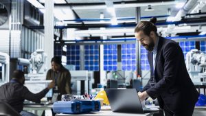 Scandinavian coastline with renewable infrastructure